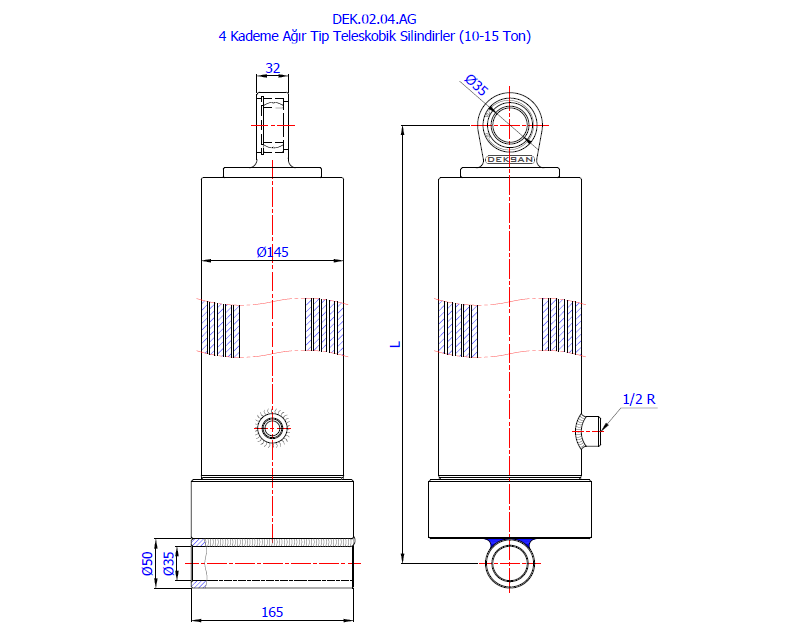 4 Kademe Ağır Tip Teleskobik Silindirler (10-15 Ton)